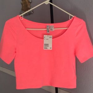Neon Pink T-Shirt Crop Top